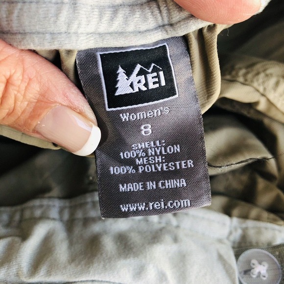 REI Womens Sz 8 Convertible Hiking Trail Nylon Khaki Pants To Shorts W/zipperEUC - Picture 9 of 12